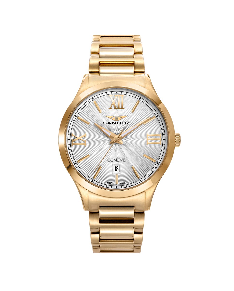 Relógio Sandoz Elle Três Ponteiros de Aço Ip em Dourado Ouro-4