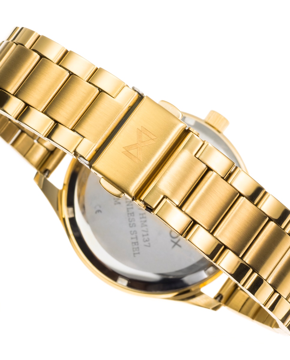 Relógio Analógico Midtown Três Ponteiros de Aço Ip Dourado e Bracelete Dourado-2