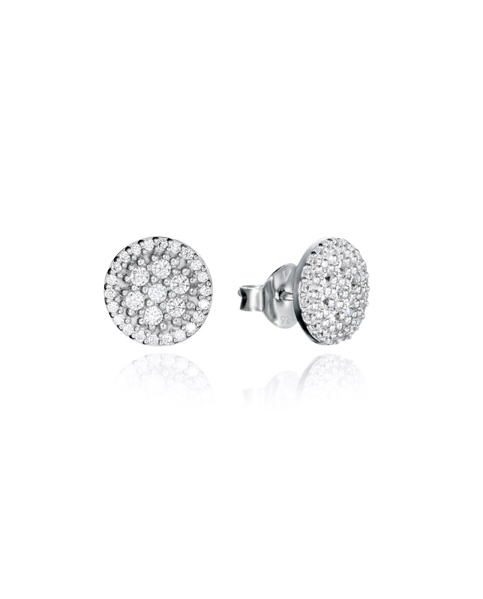 Brincos Clássica de Prata de Lei com Forma de Disco com Zircónias de 10 Mm Branco-1