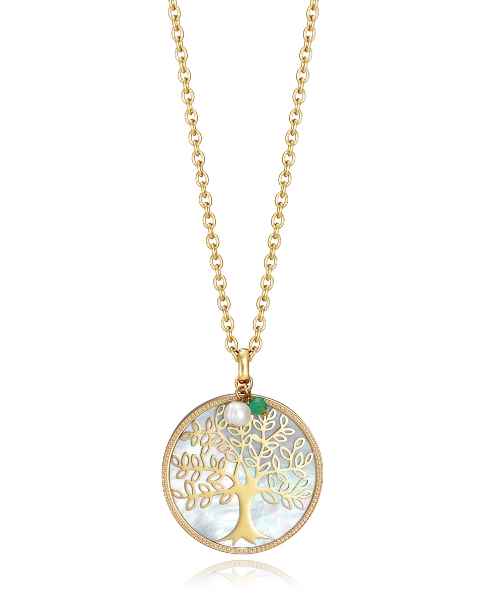 Pendente Popular de Aço Ip Dourado e Madrepérola Branco-1