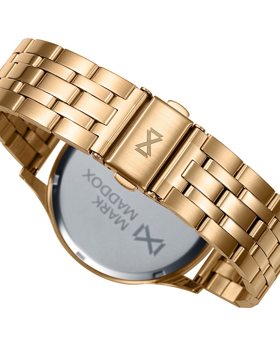 Relógio Canal Três Ponteiros de Aço com Ip Dourado e Bracelete Azul-2