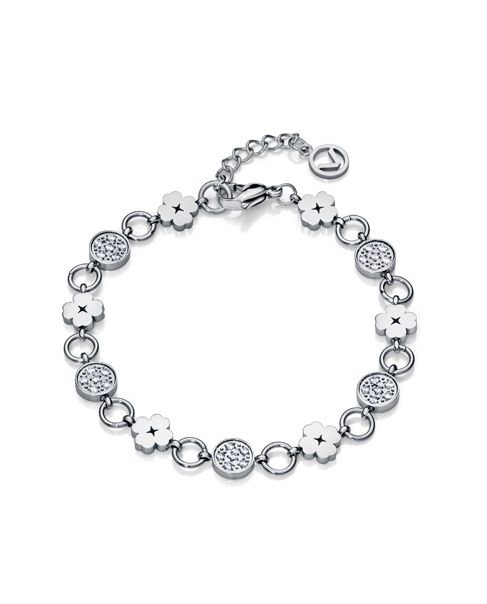 Pulseira Chic de Aço e Zirconitas Prateado-1