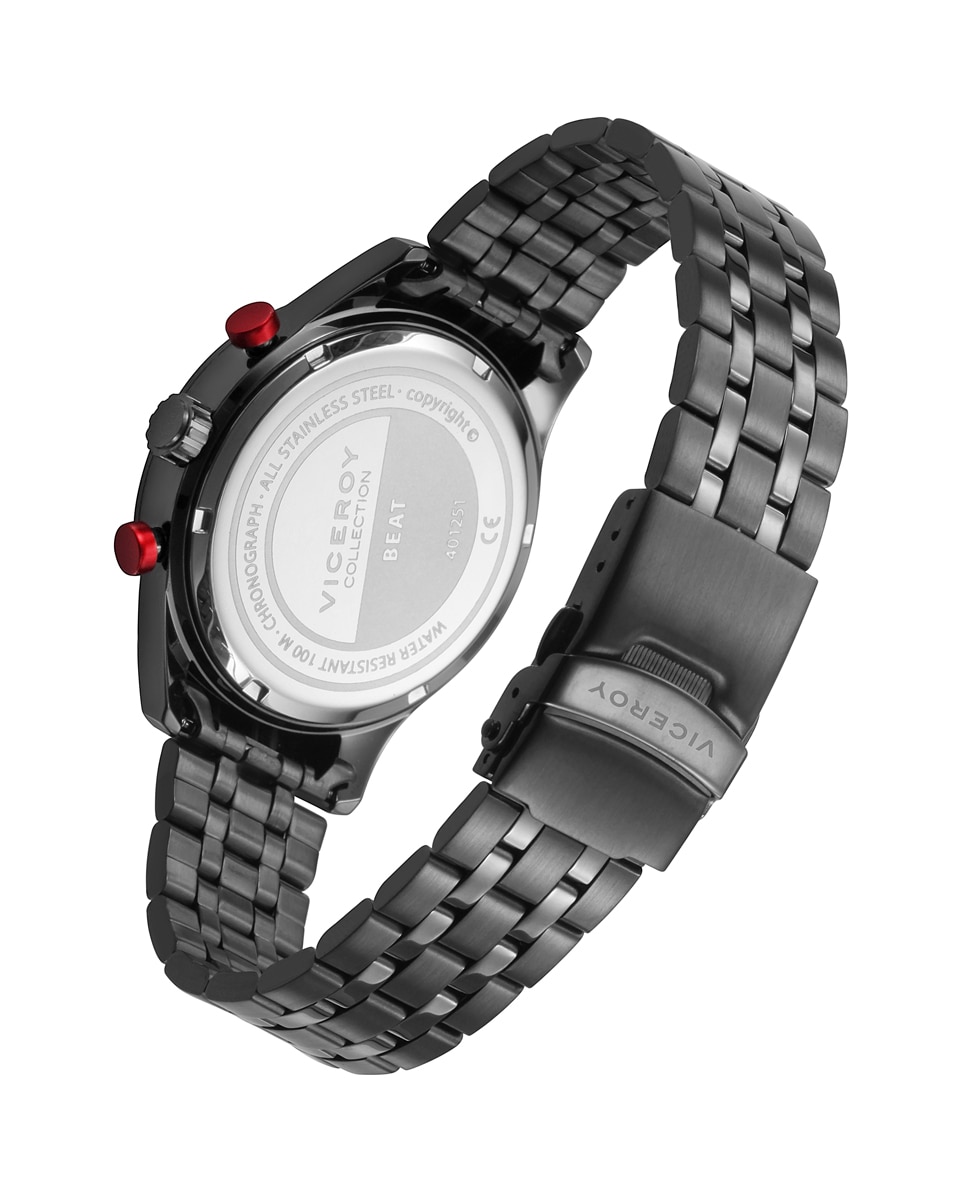 Relógio Analógico Beat de Aço Ip Cinzento com Cronógrafo Prata / Vermelho-2