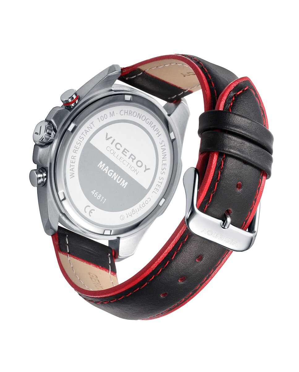 Relógio Analógico Magnum com Cronógrafo e Bracelete de Pele Cinzento-2