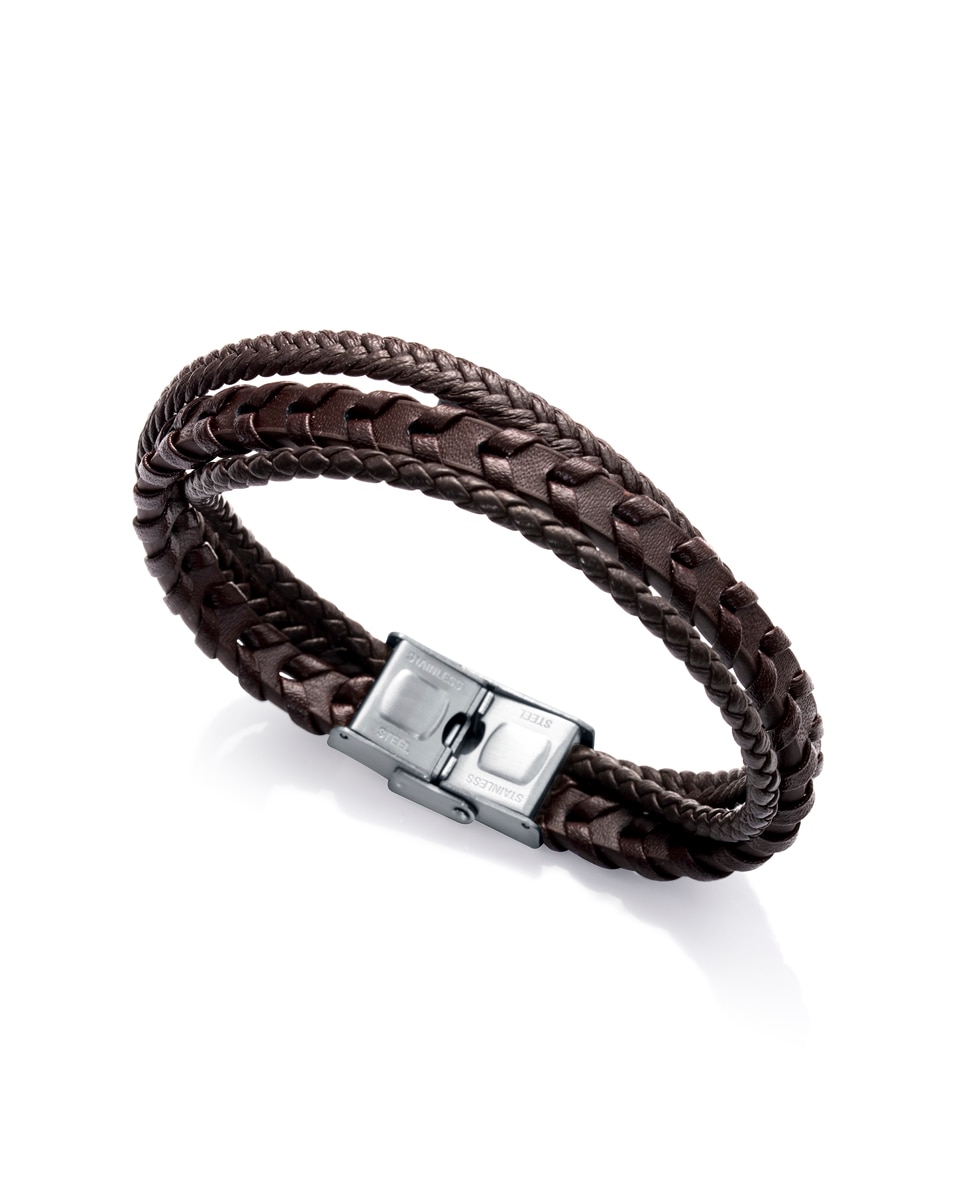 Pulseira Magnum de Aço Multi Tiras em Castanho Castanho-escuro-1