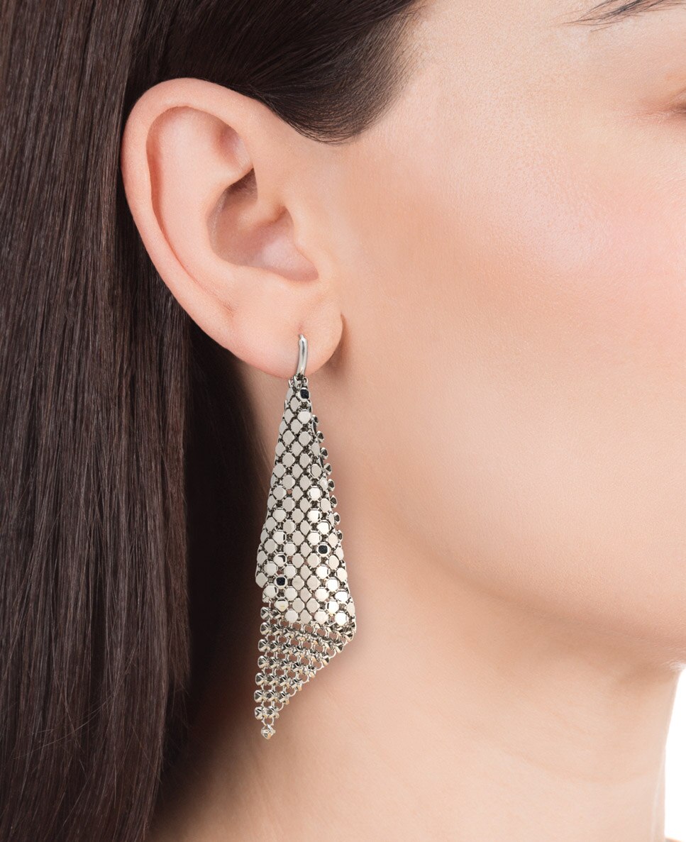 Brincos Chic de Aço Esteira Flexível Prateado-2