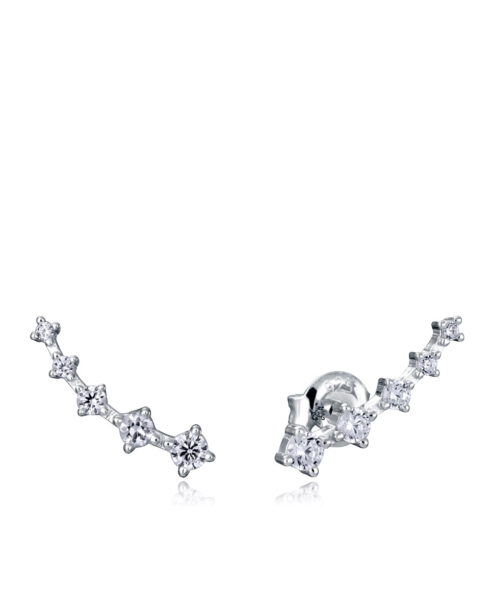 Brincos Trend de Prata Trepadora com Zircónias Prateado-1