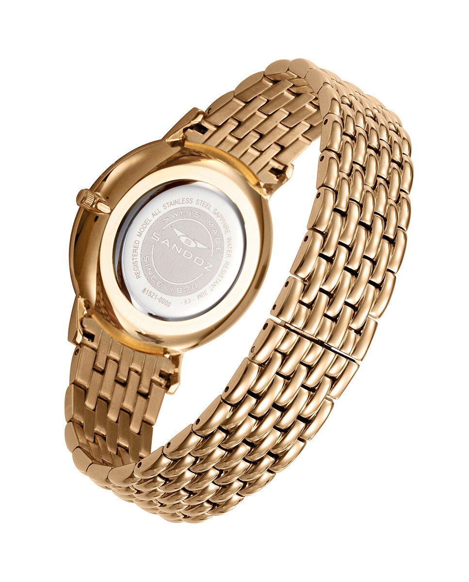 Relógio Elegant Três Ponteiros de Aço em Ip Dourado Ouro-2