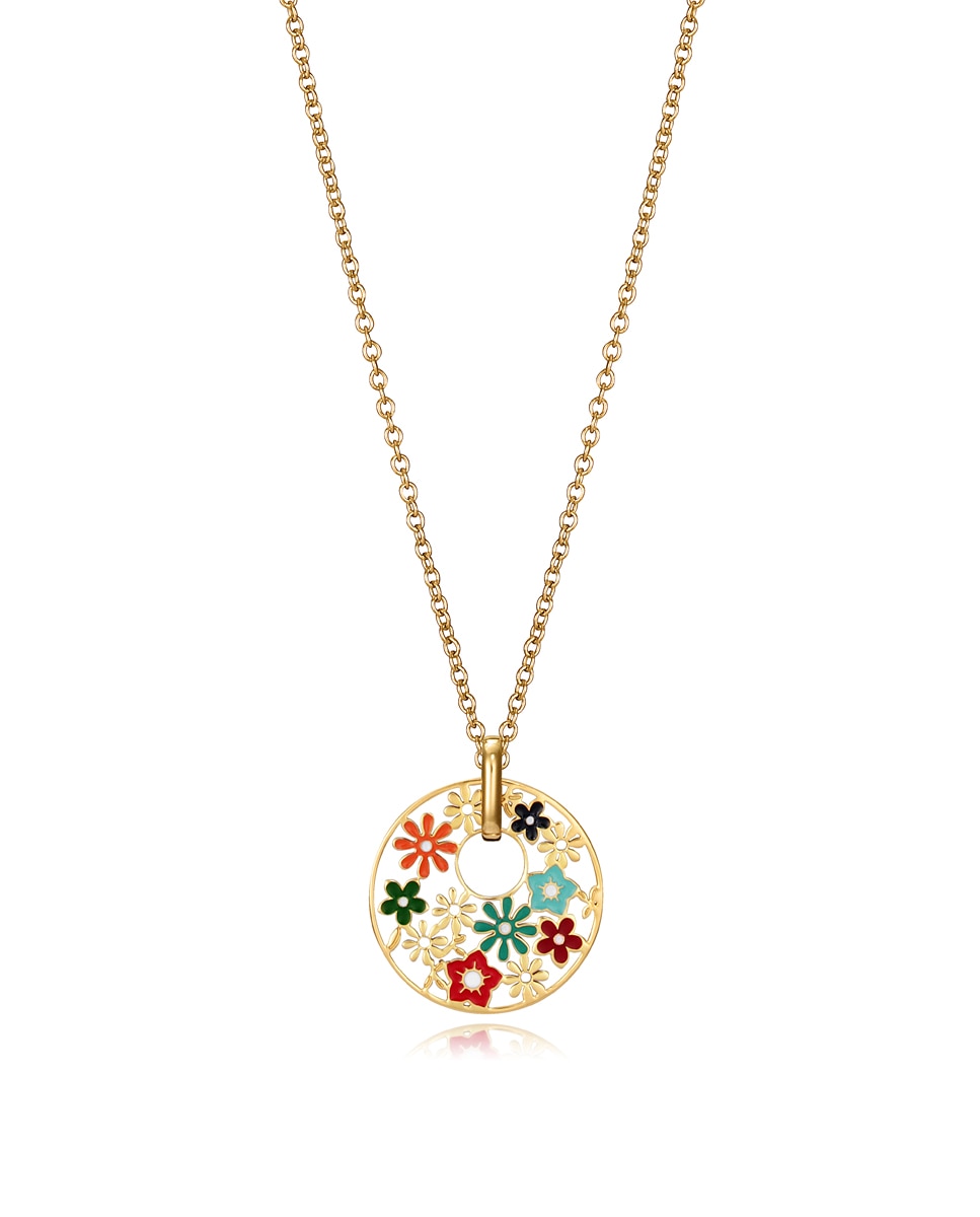 Pendente Kiss de Aço Dourado Multicolor Multicolor-1