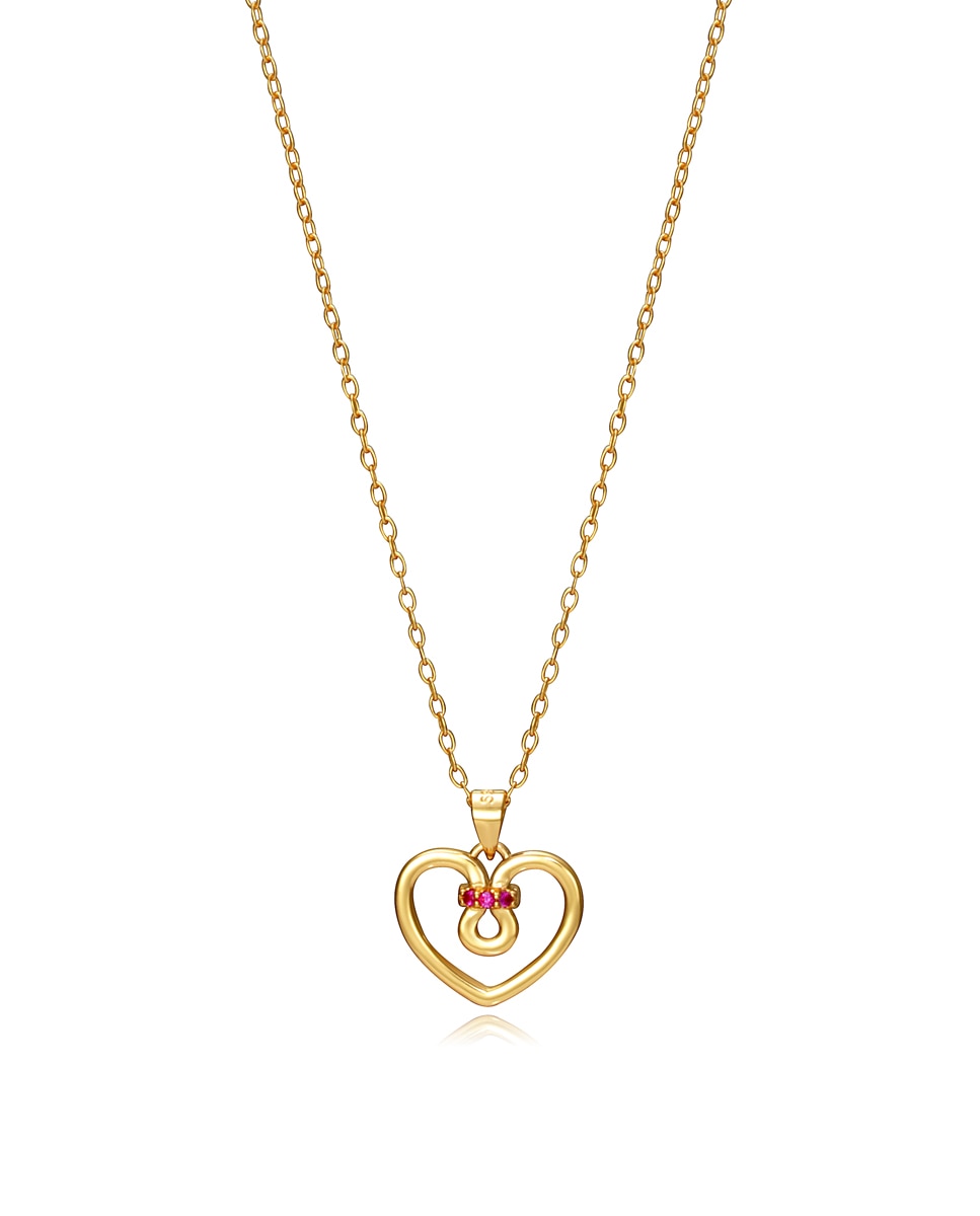 Corrente com Pendentes Trend de Prata de Lei com Banho de Ouro e Zirconitas Dourado-1