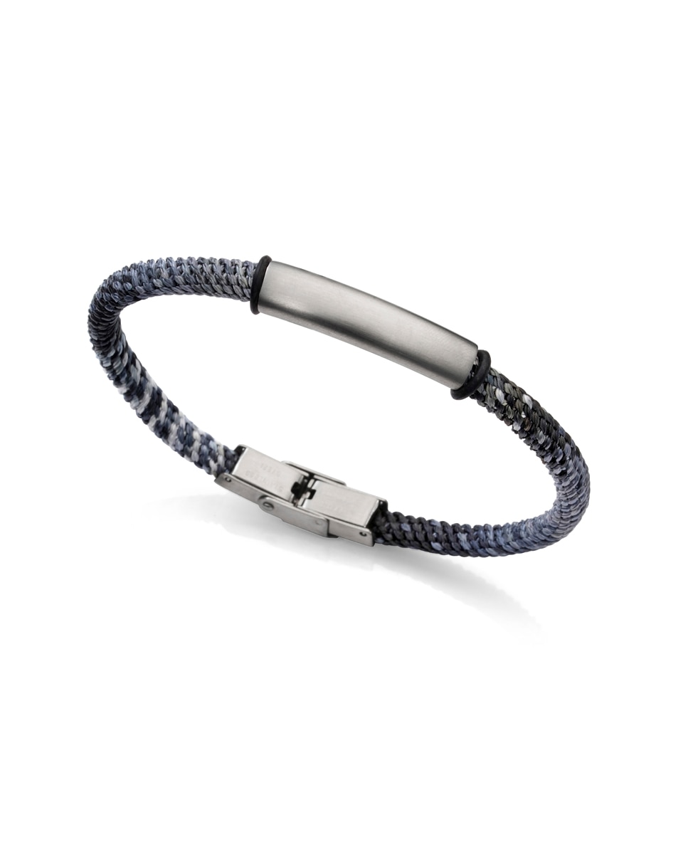 Pulseira Beat de Aço com Placa e Cordão Multicolor Multicolor-1