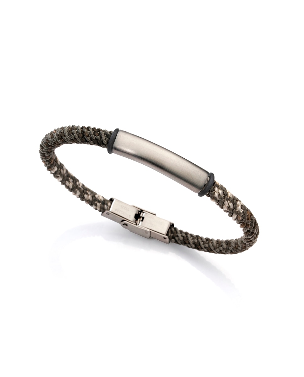 Pulseira Beat de Aço com Placa e Cordão Multicolor Multicolor-1