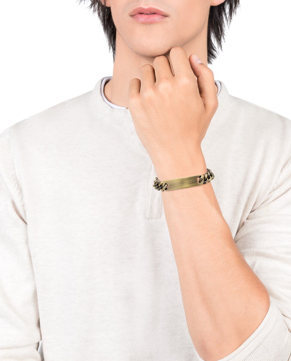 Pulseira Beat Tipo Escrava de Aço Ip em Bronze Dourado-2