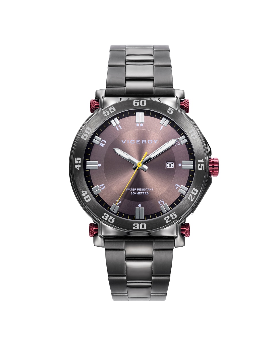 Relógio Analógico Heat de Aço com Mostrador Cinzento e Bracelete Ip Cinzenta Preto-1