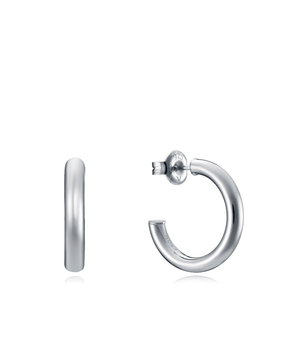 Brincos Trend Tipo Argola de Prata de Lei e 20 Mm de Diâmetro Interior Prateado-1