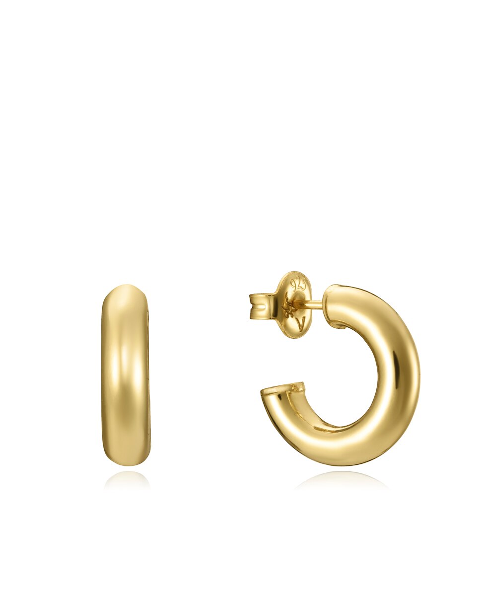 Brincos Trend Tipo Argola de Prata de Lei com Banho de Ouro e 16 Mm de Diâmetro Interior Dourado-1