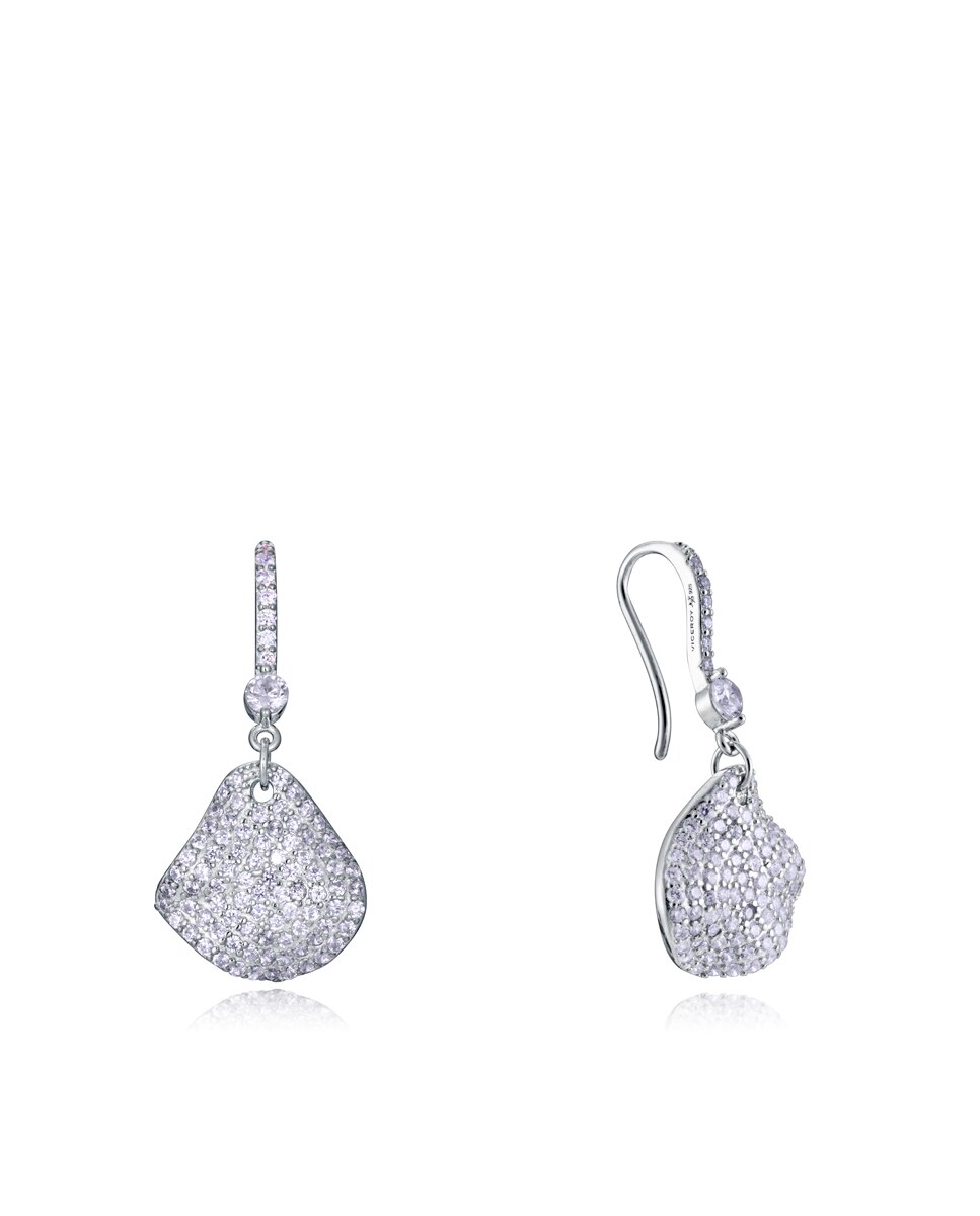 Brincos Elegant de Prata de Lei e Zircônias Brancas Branco-1