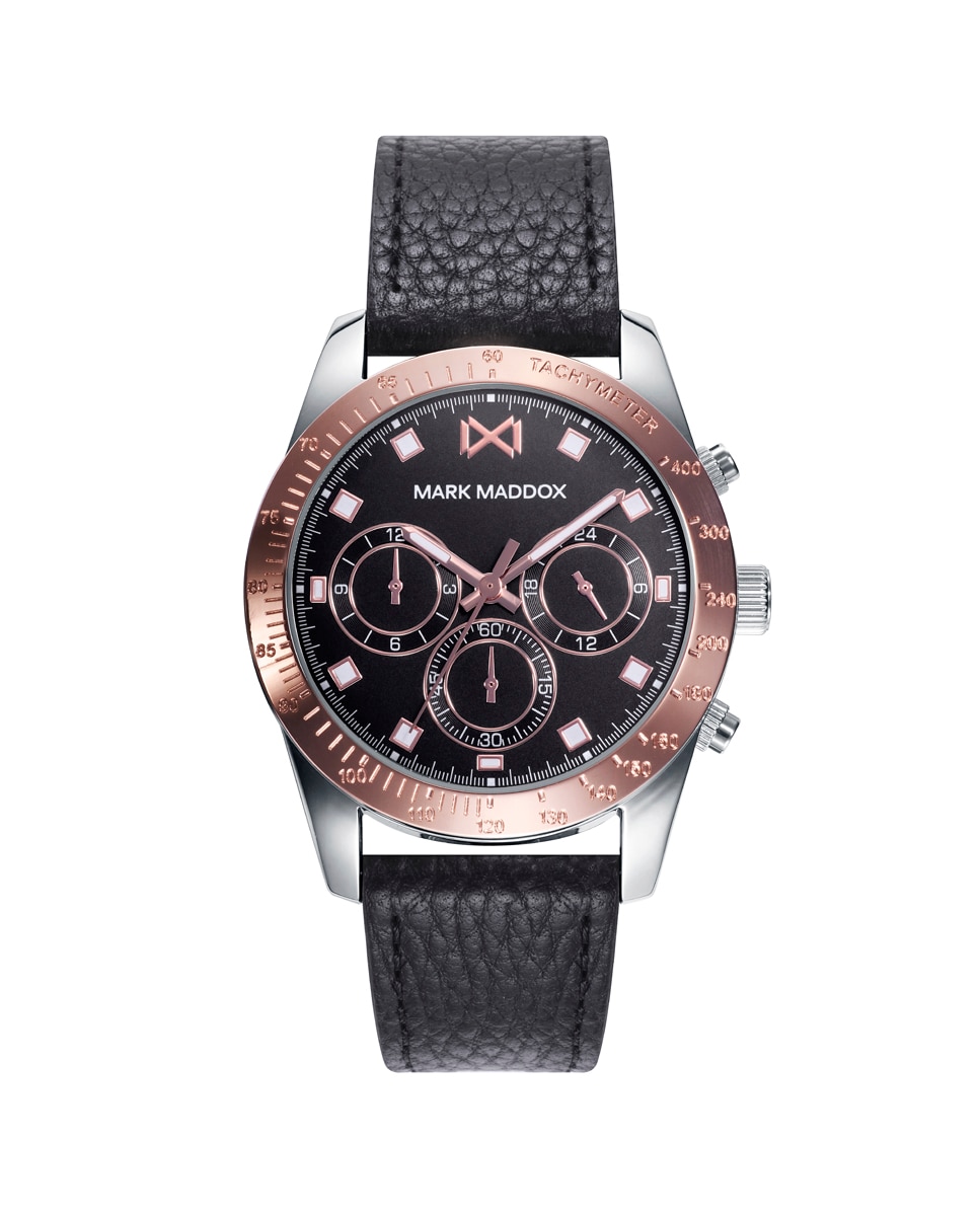 Relógio Analógico Mission Multifunções de Aço com Bracelete de Pele Rosa / Preto-1
