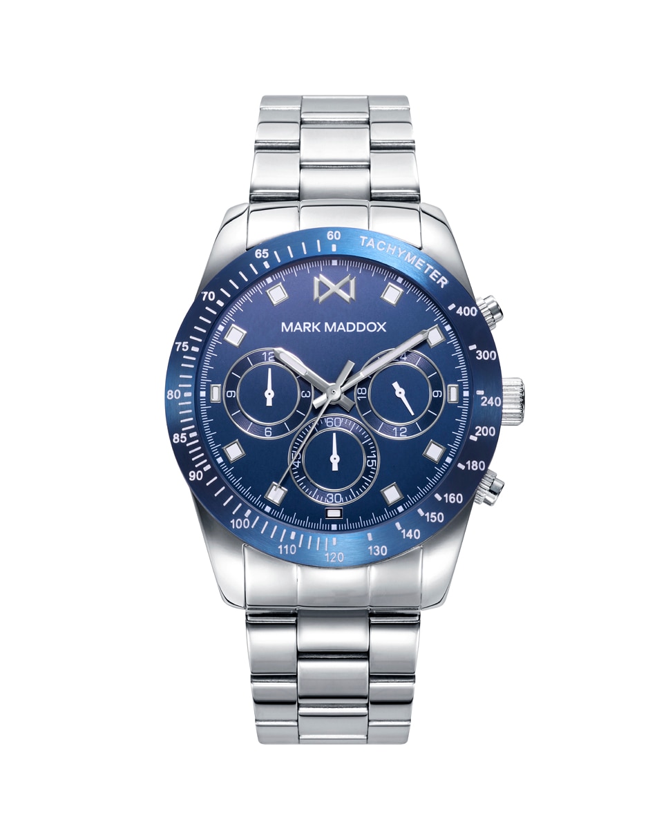 Relógio Analógico Mission Multifunções de Aço com Mostrador em Azul Azul / Branco-1