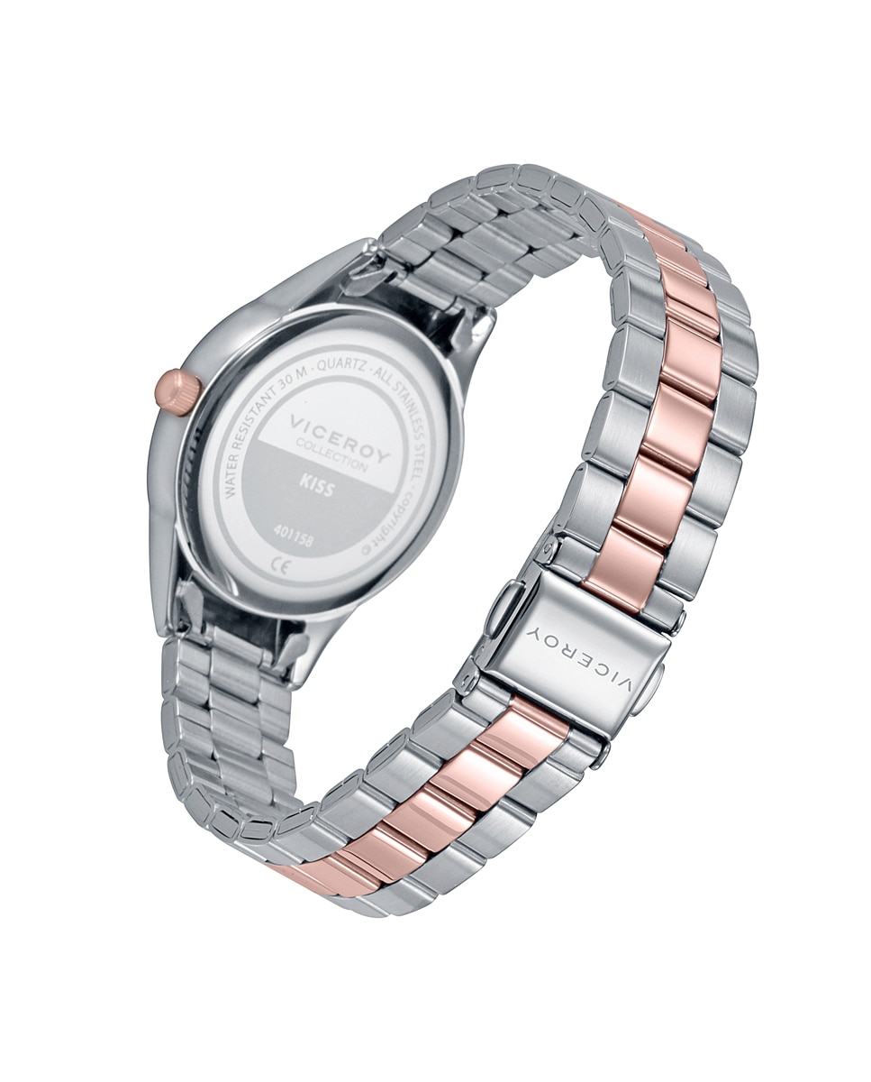 Relógio Analógico Kiss com Caixa e Bracelete de Aço Bicolor Multicolor-2