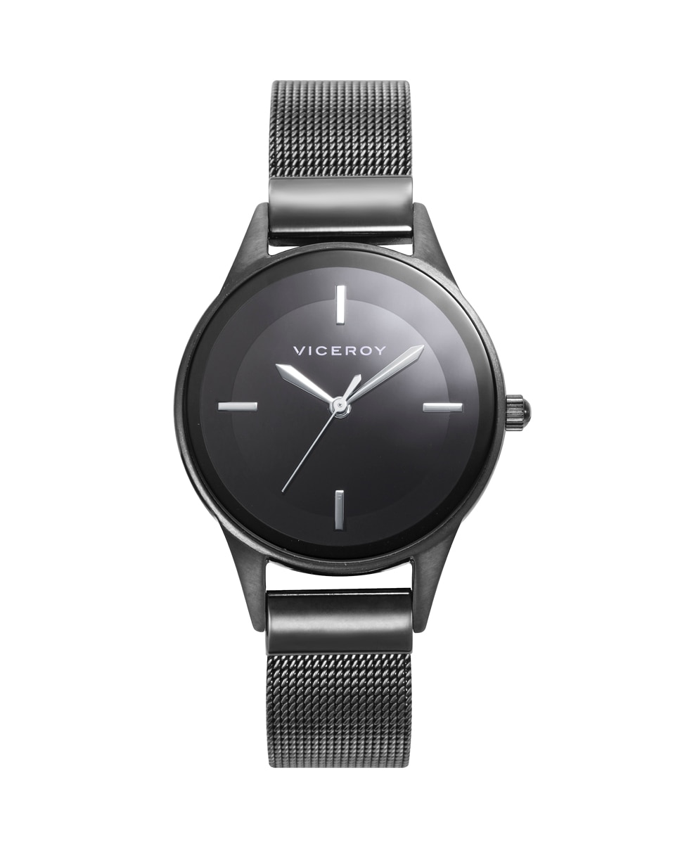 Relógio Analógico Kiss com Caixa e Bracelete de Aço Ip em Preto Cinzento-1