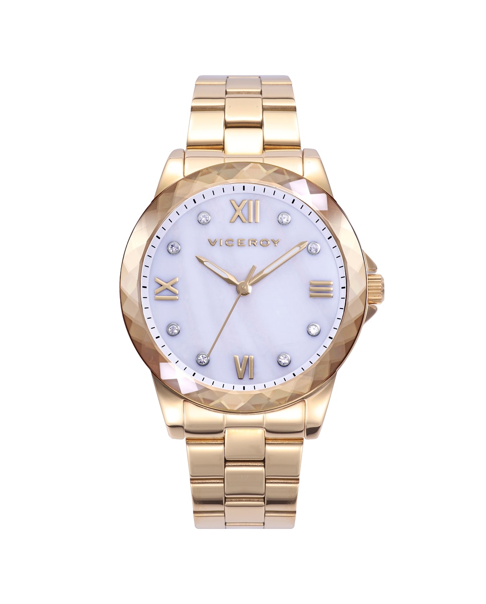 Relógio Analógico Chic com Caixa e Bracelete de Aço em Dourado Dourado-1