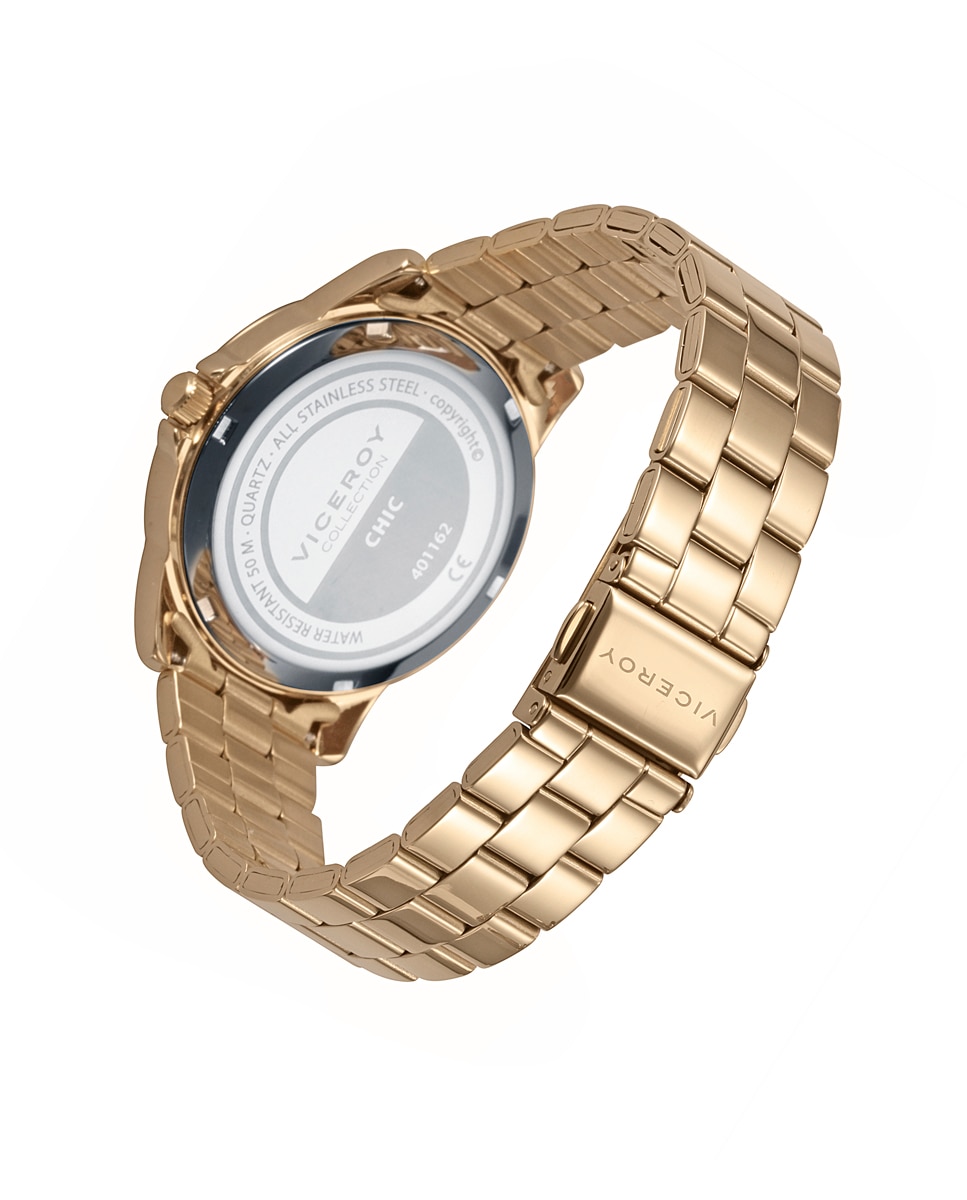 Relógio Analógico Chic com Caixa e Bracelete de Aço em Dourado Dourado-2