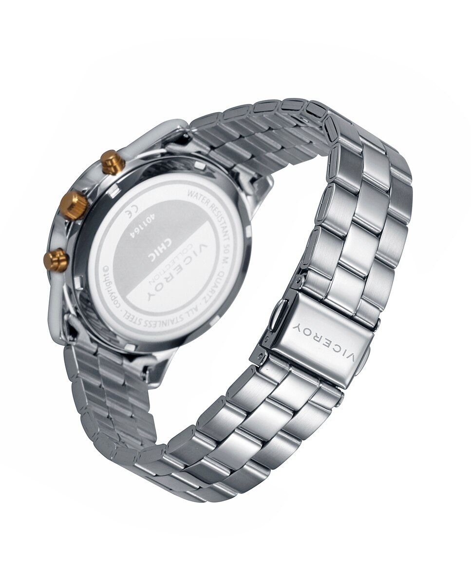 Relógio Analógico Chic com Caixa e Bracelete de Aço Ouro / Prata-2