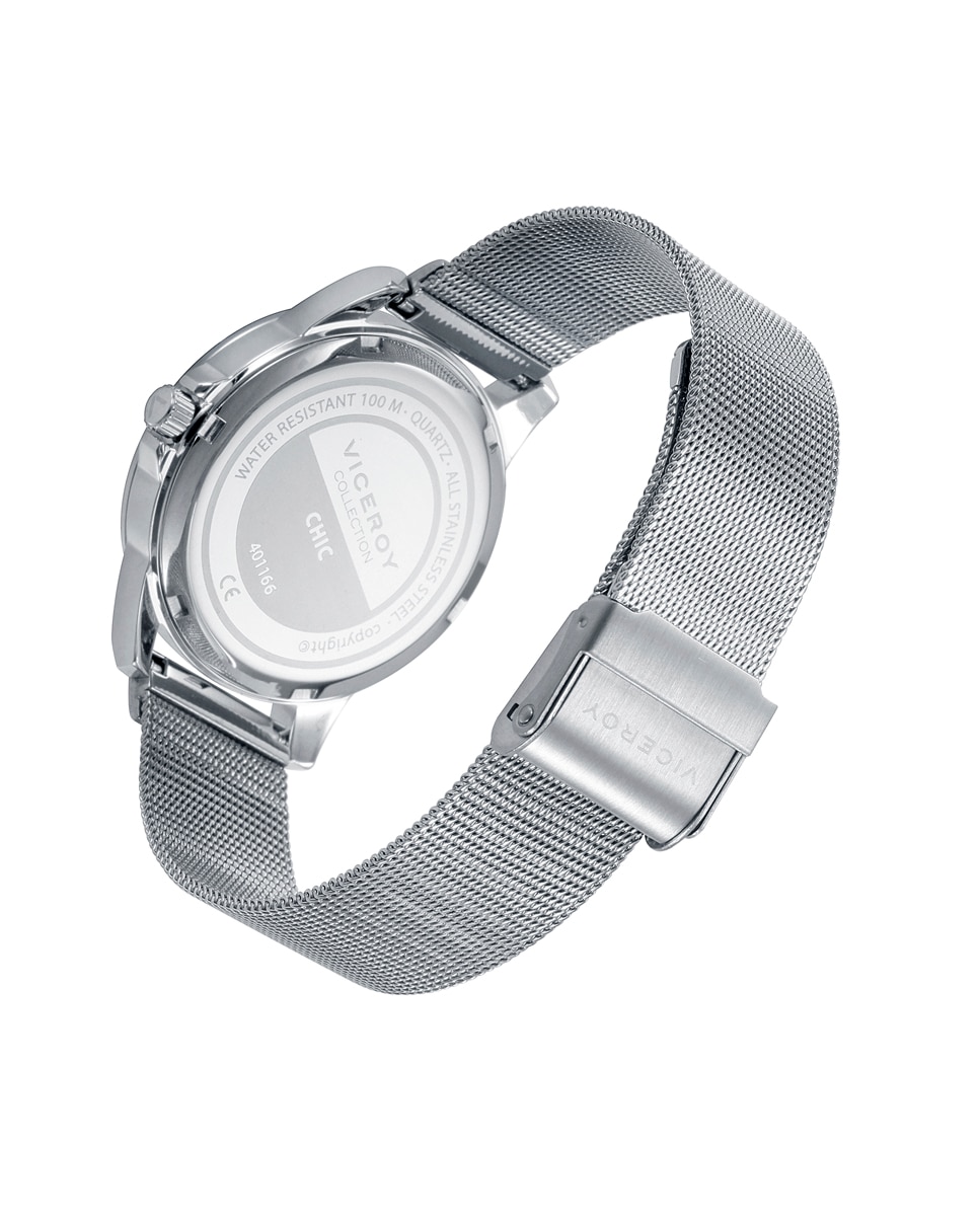Relógio Analógico Chic com Caixa e Bracelete de Aço Prata-2
