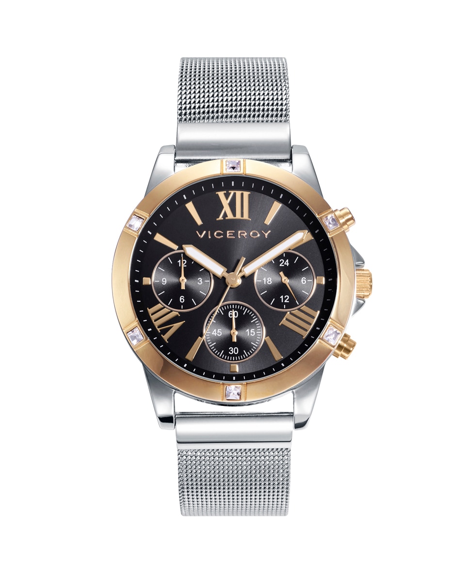 Relógio Analógico Chic com Caixa e Bracelete de Aço Ouro-1