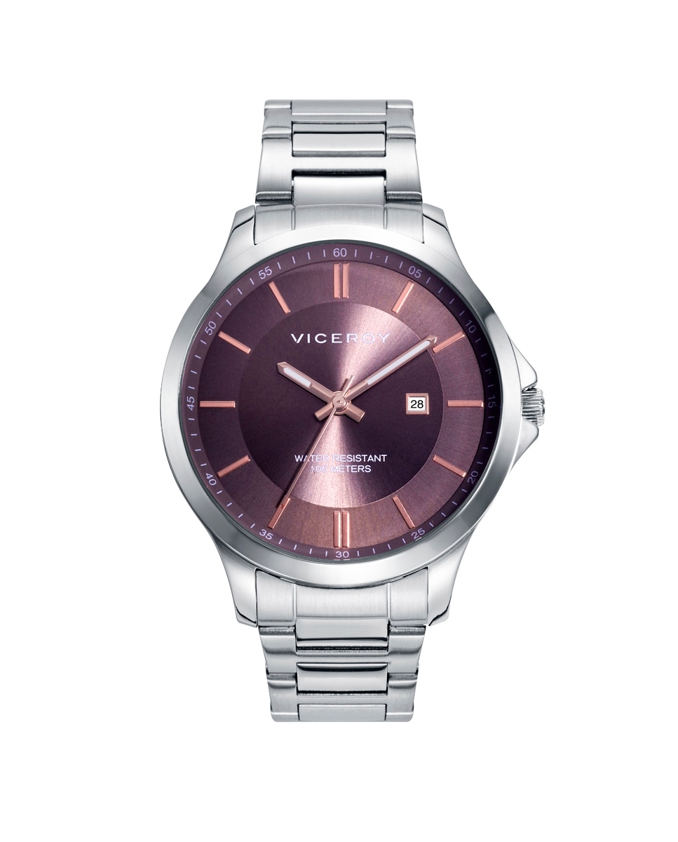 Relógio Analógico Dress com Caixa e Bracelete de Aço Prata / Rosa-1