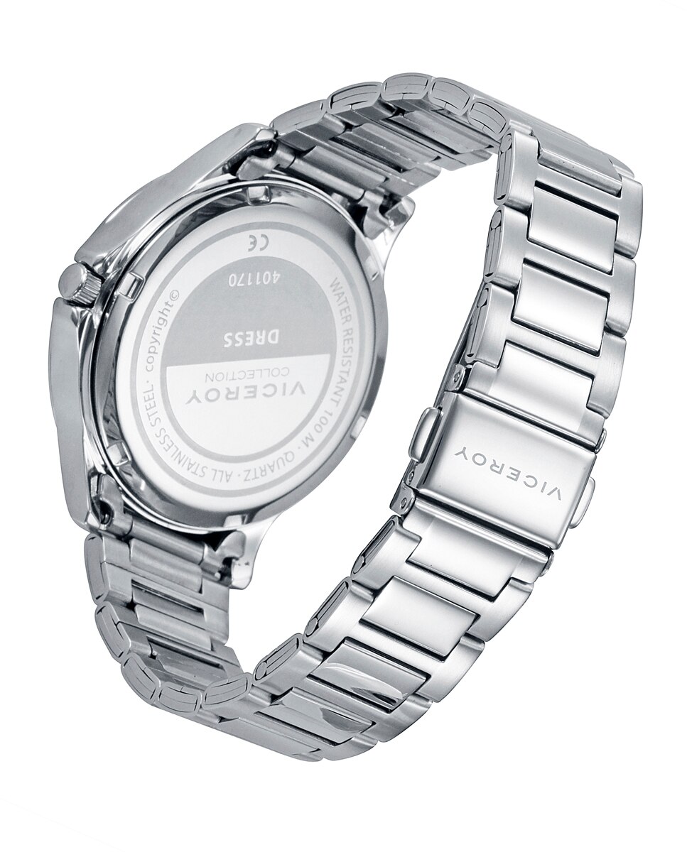 Relógio Analógico Dress com Caixa e Bracelete de Aço Prata / Rosa-2