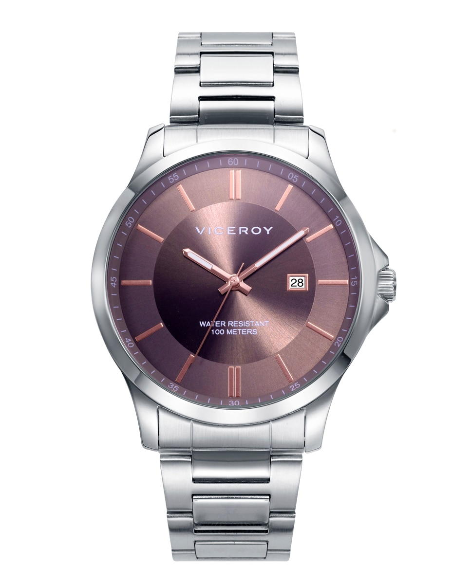 Relógio Analógico Dress com Caixa e Bracelete de Aço Rosa-1
