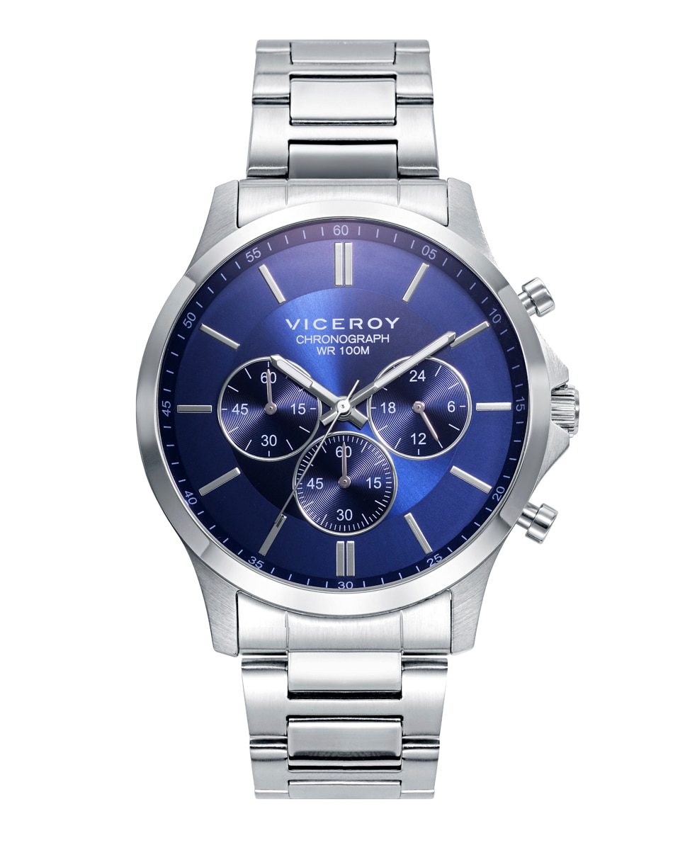 Relógio Analógico Dress com Caixa e Bracelete de Aço Azul-1