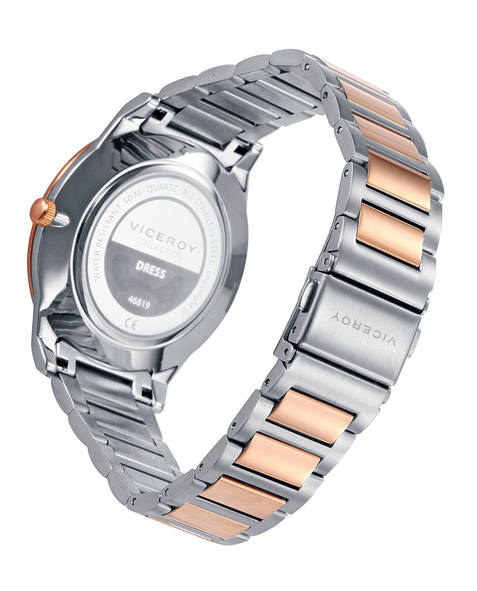Relógio Analógico Dress com Caixa e Bracelete de Aço Bicolor Multicolor-2