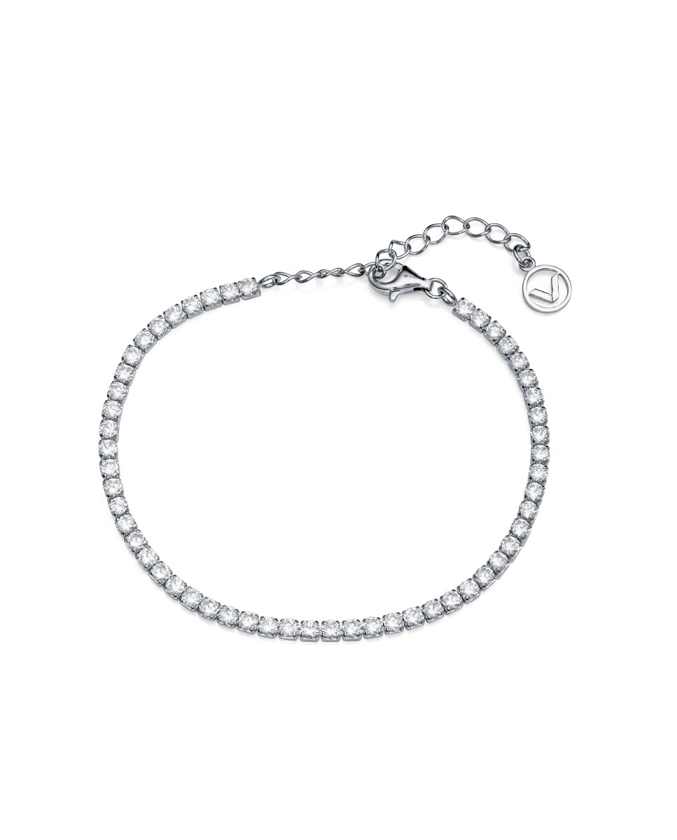 Pulseira Tennis Elegant de Prata Lei Estilo Ténis com Zirconitas Brancas Branco-1