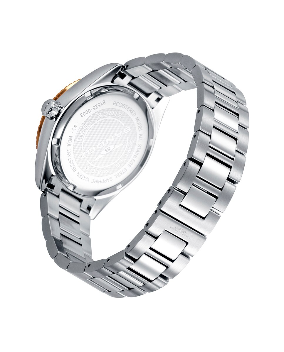 Relógio com Caixa e Bracelete de Aço, Bisel em Ip Dourado Prateado-2