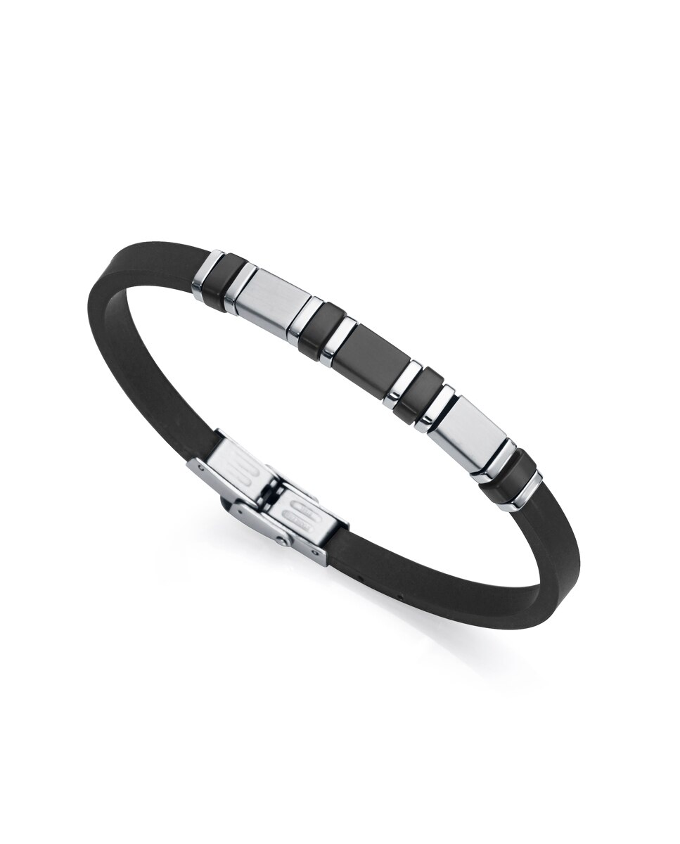 Pulseira Heat de Silicona Preta e Placa de Aço com Ip Preto e Silicona Preto-1
