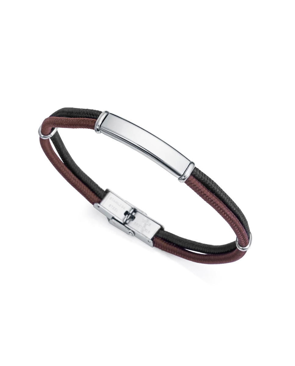Pulseira Heat de Nylon em Preto e Castanho com Componentes de Aço Multicolor-1
