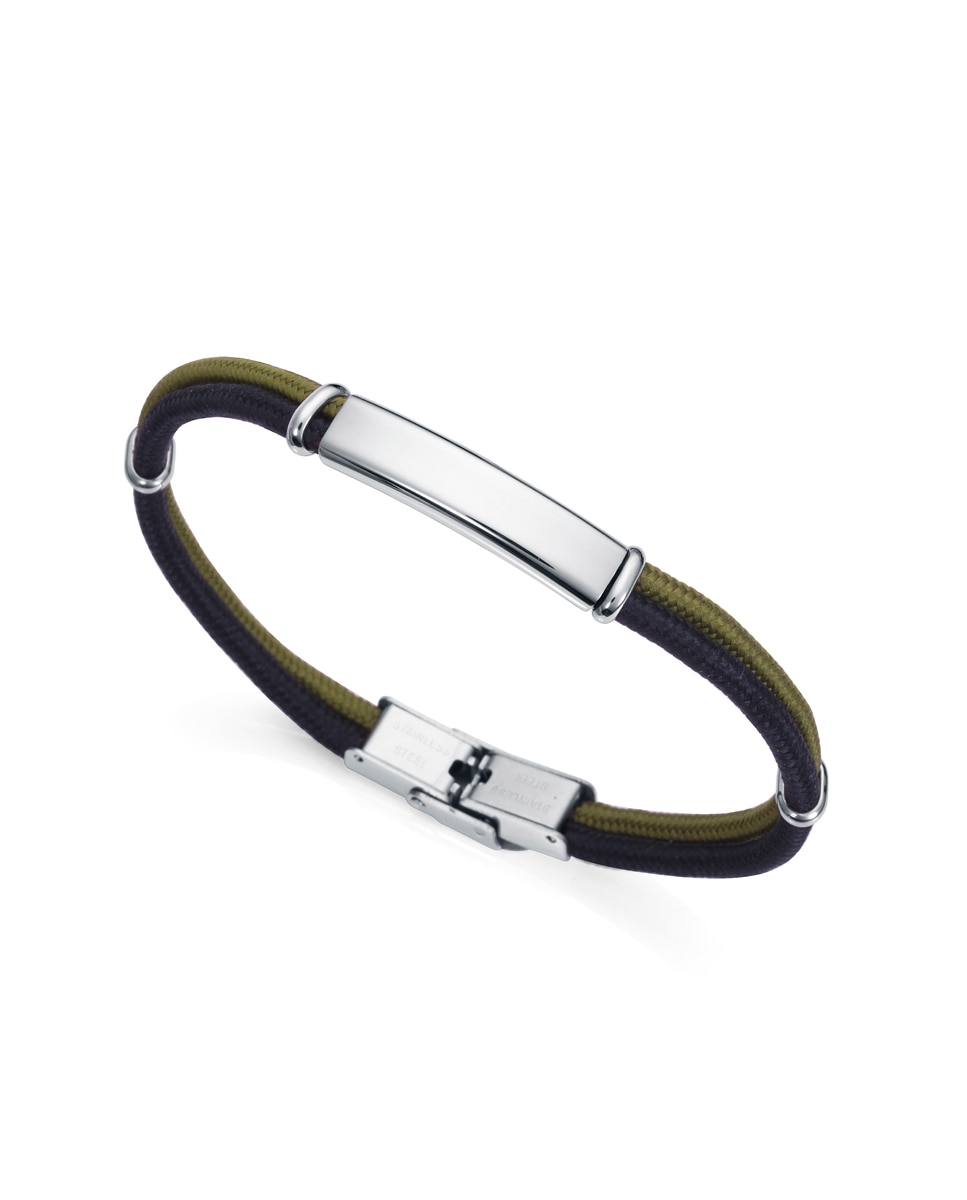 Pulseira Heat de Nylon em Preto e Verde com Componentes de Aço Multicolor-1