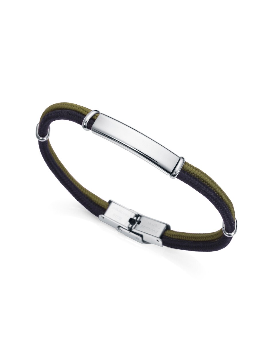 Pulseira Heat de Nylon em Preto e Verde com Componentes de Aço Multicolor-2
