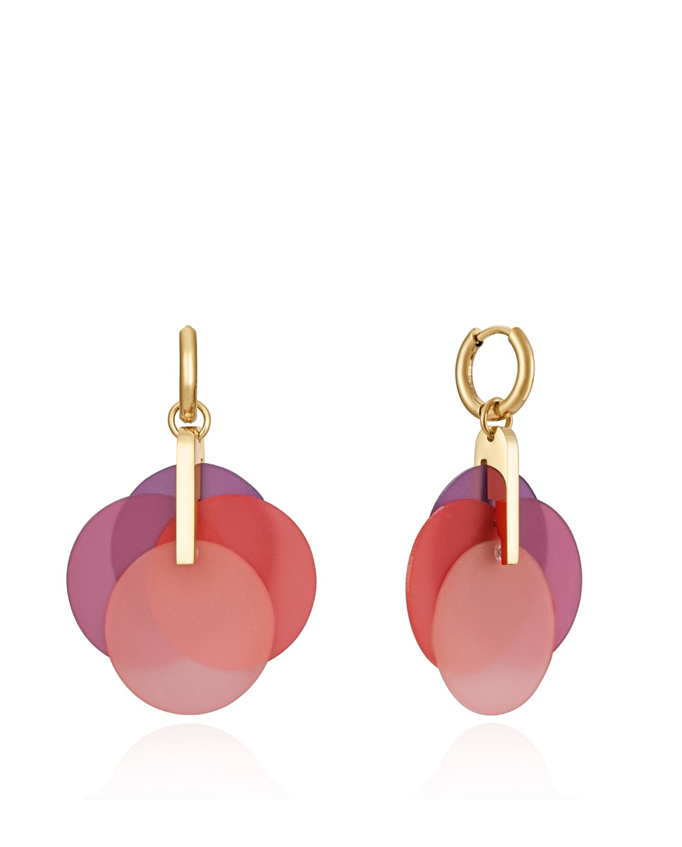 Brincos Kiss de Aço Ip Dourado e Resina Multicolor-1