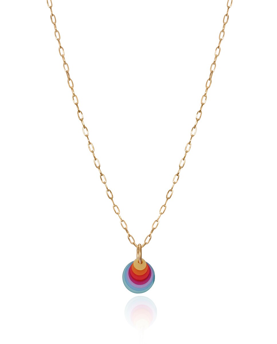 Colar Colors de Aço Ip Dourado e Resina Multicolor-1