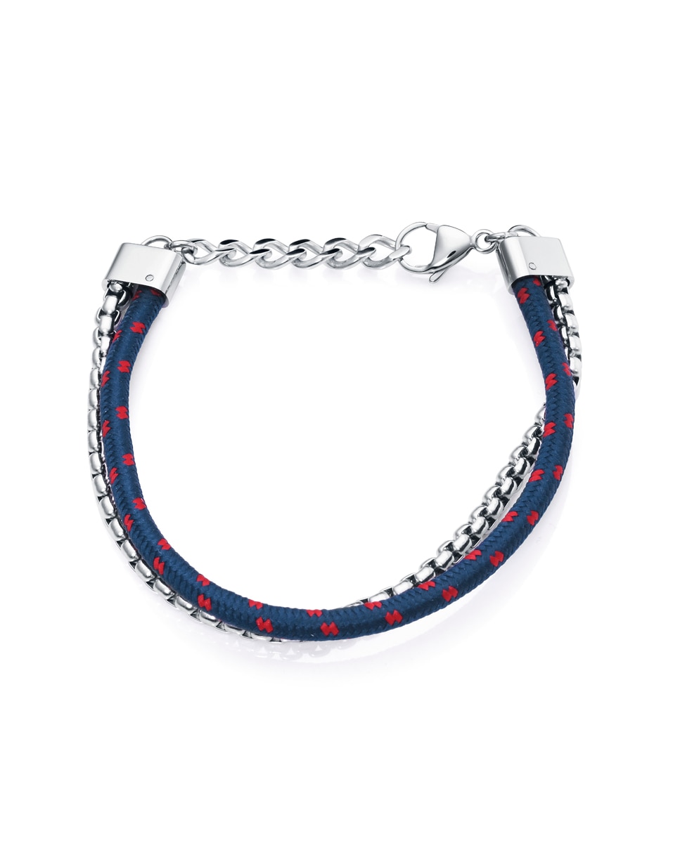 Pulseira Heat de Aço com Nylon em Azul Vermelho e Branco Azul-2