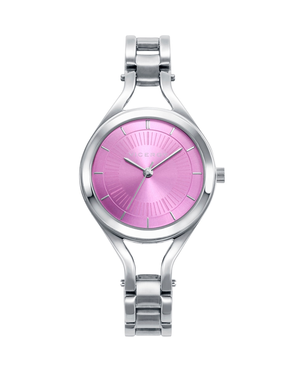 Relógio Analógico Air com Caixa e Bracelete de Aço Prata / Rosa-1