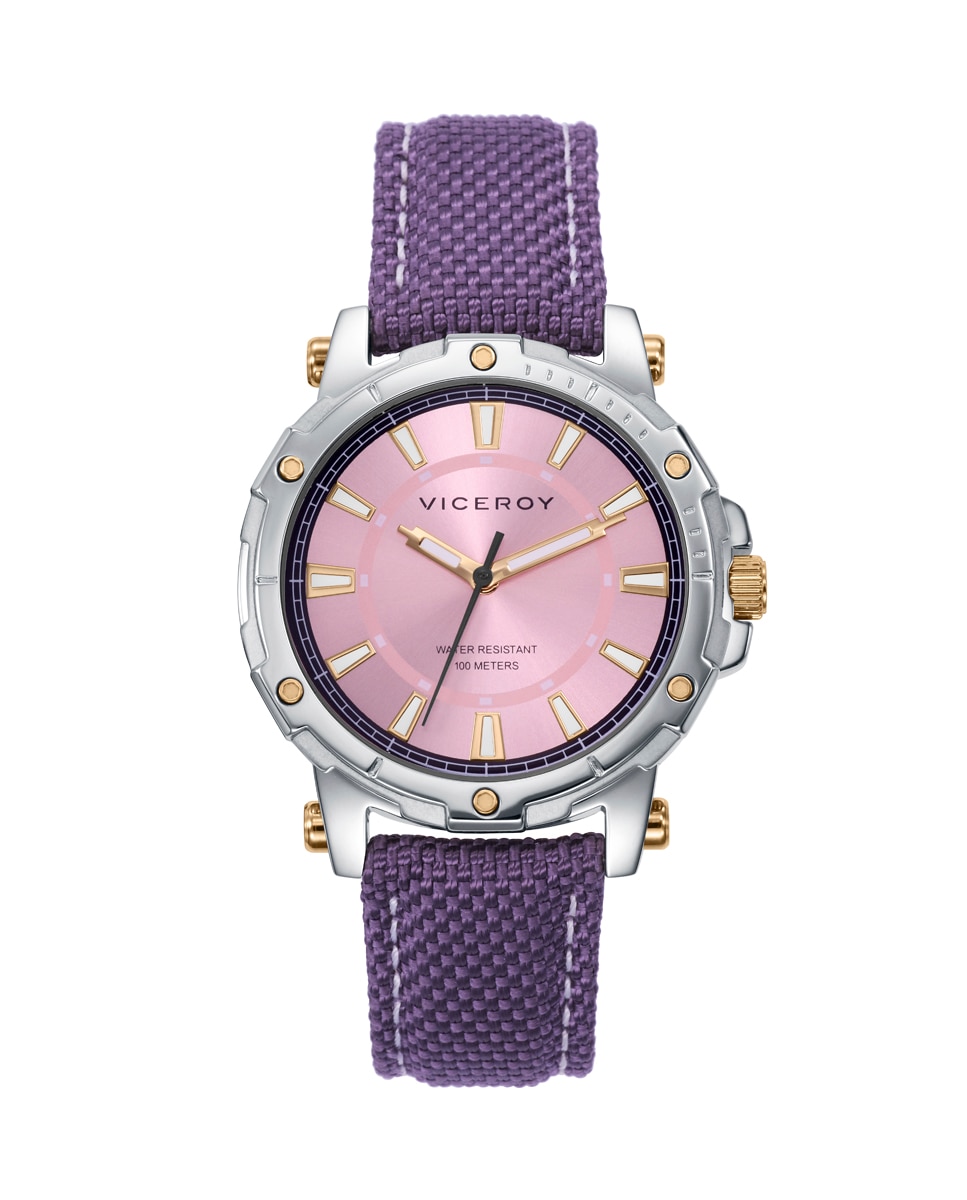 Relógio Analógico Heat com Caixa de Aço e Bracelete de Nylon em Roxo Roxo-1