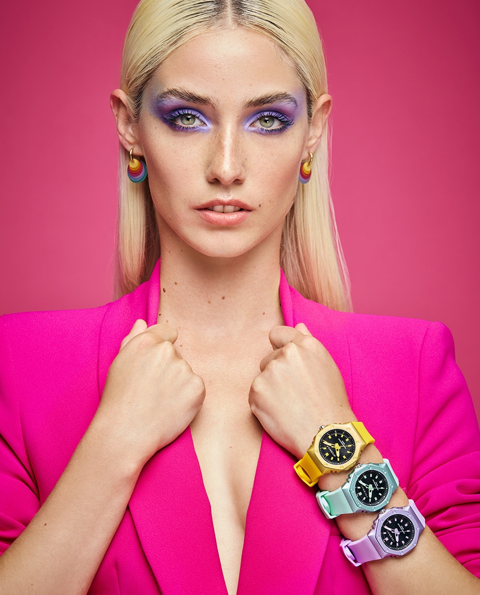 Relógio Analógico Colors com Caixa de Alumínio e Bracelete de Silicone, Verde Azul-celeste-6