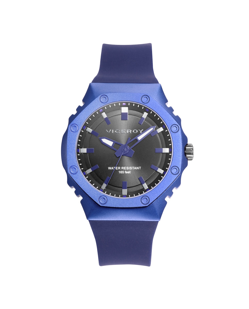 Relógio Analógico Colors com Caixa de Alumínio e Bracelete de Silicone em Azul-escuro Azul-escuro-1