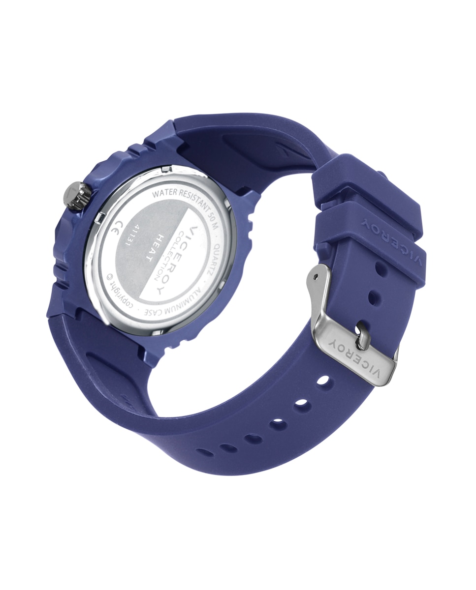 Relógio Analógico Colors com Caixa de Alumínio e Bracelete de Silicone em Azul-escuro Azul-escuro-2