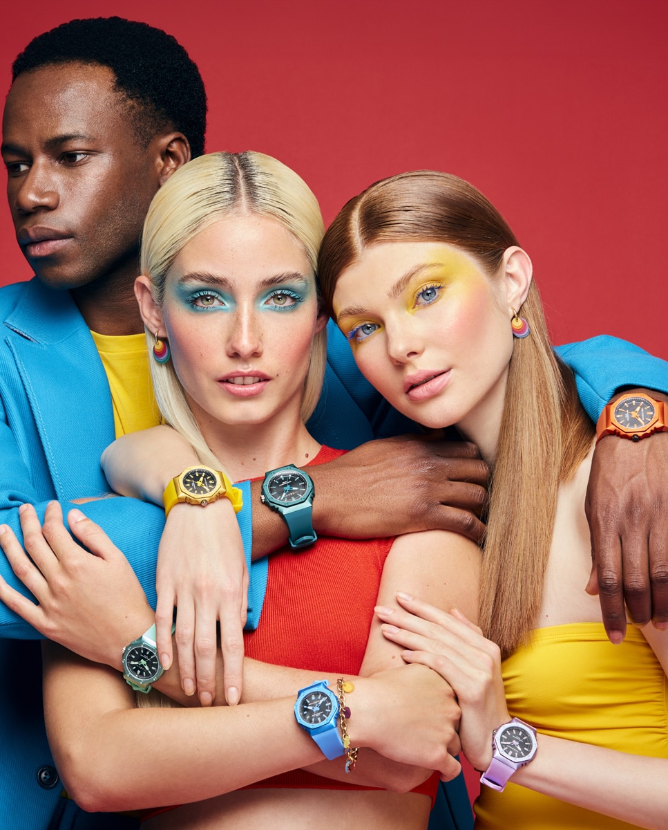 Relógio Analógico Colors com Caixa de Alumínio e Bracelete de Silicone Verde-escuro Azul-antiquário-3
